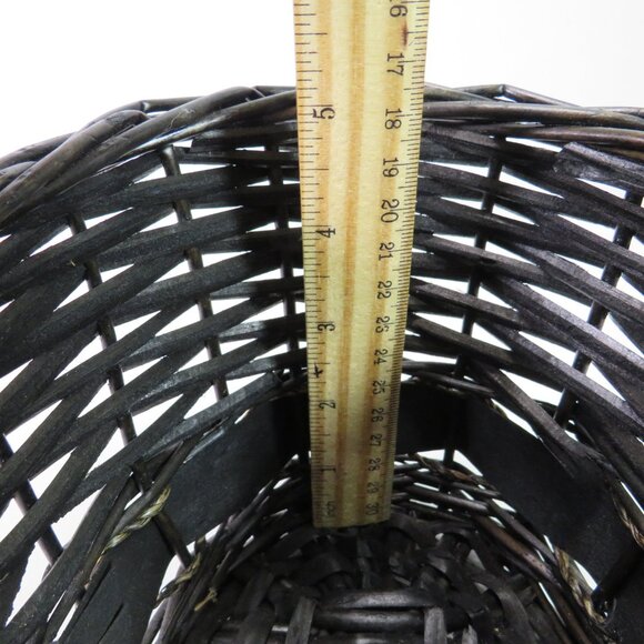 Black Wicker Oval Basket no handle no gloss gold rope x accent 10.5x6.5" wide - Picture 9 of 10